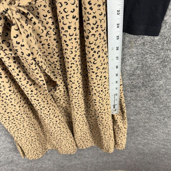 Zattcas Dress Women M Medium Black Animal Print Sheath Midi Belted Rayon Casual - Picture 4 of 7